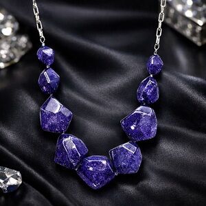 Vintage 1980s-1990s St John Lucite Chunky Purple/Blue Paperclip Chain Necklace